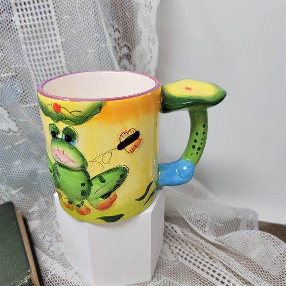 Frog Coffee Mug Lilly Pad Handle Tea Cup - Picture 8 of 8